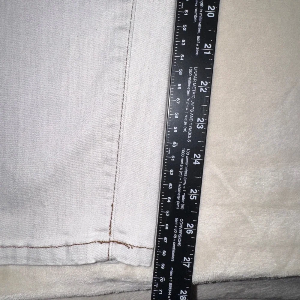 Eileen Fisher Womens Light Wash Straight Leg Contrast Stitch Jeans White Grey